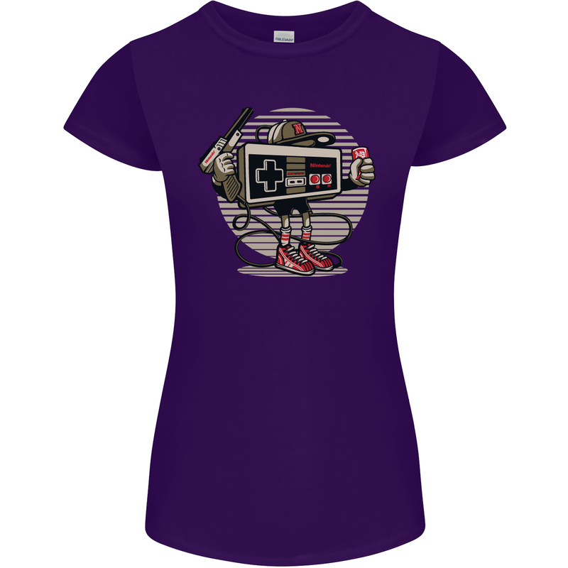 Let's Play Funny Gamer Gaming Womens Petite Cut T-Shirt Purple