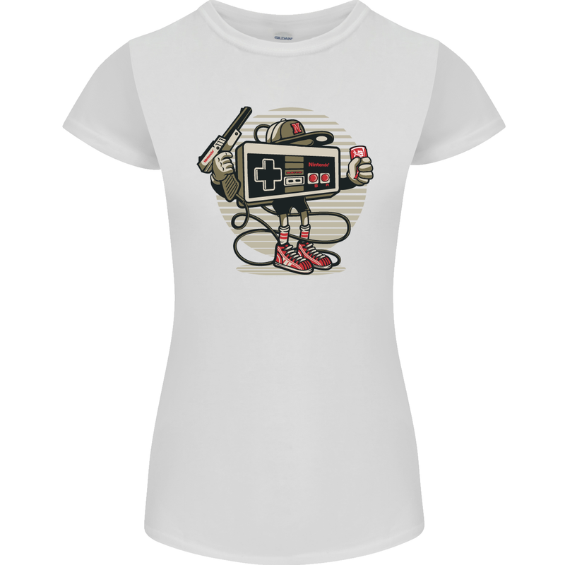 Let's Play Funny Gamer Gaming Womens Petite Cut T-Shirt White