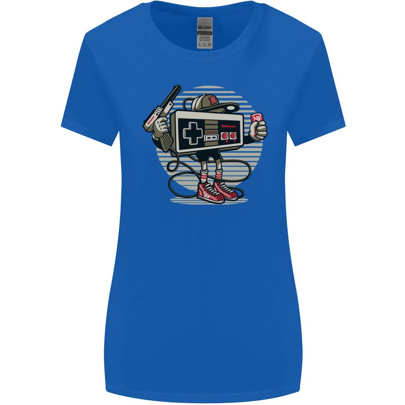 Let's Play Funny Gamer Gaming Womens Wider Cut T-Shirt Royal Blue