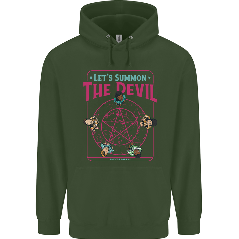 Let's Summon the Devil Ouija Board Demons Mens 80% Cotton Hoodie Forest Green
