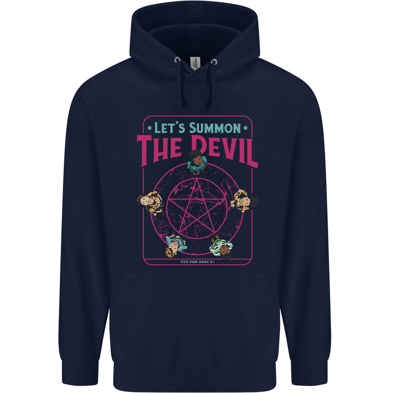 Let's Summon the Devil Ouija Board Demons Mens 80% Cotton Hoodie Navy Blue