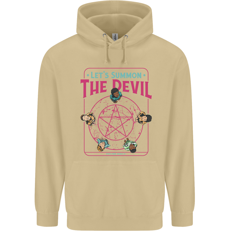 Let's Summon the Devil Ouija Board Demons Mens 80% Cotton Hoodie Sand