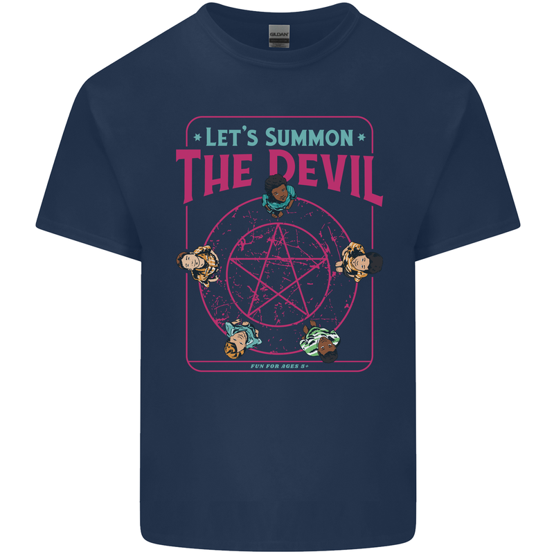 Let's Summon the Devil Ouija Board Demons Mens Cotton T-Shirt Tee Top Navy Blue