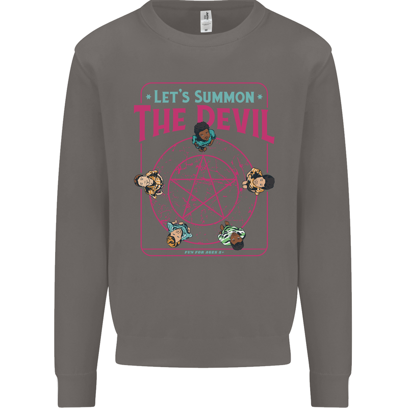 Let's Summon the Devil Ouija Board Demons Mens Sweatshirt Jumper Charcoal