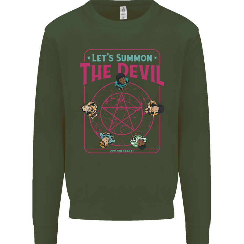 Let's Summon the Devil Ouija Board Demons Mens Sweatshirt Jumper Forest Green