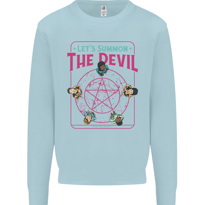 Let's Summon the Devil Ouija Board Demons Mens Sweatshirt Jumper Light Blue