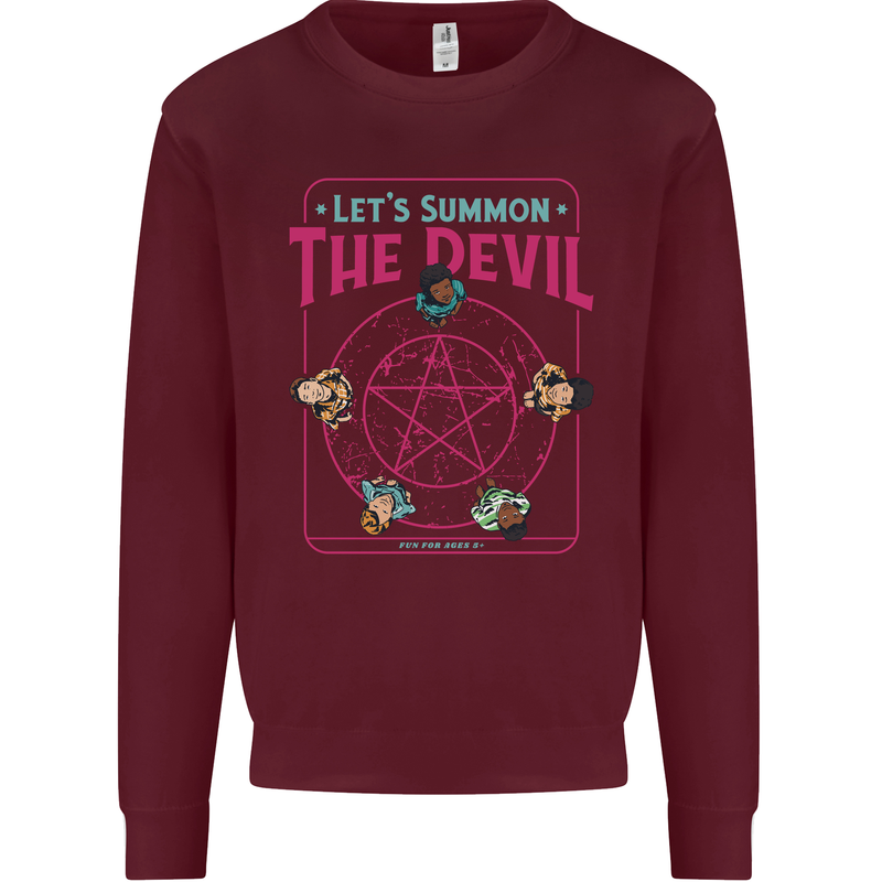 Let's Summon the Devil Ouija Board Demons Mens Sweatshirt Jumper Maroon