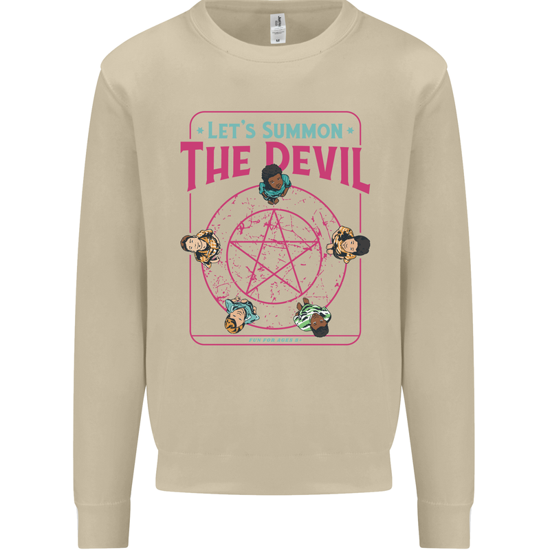 Let's Summon the Devil Ouija Board Demons Mens Sweatshirt Jumper Sand