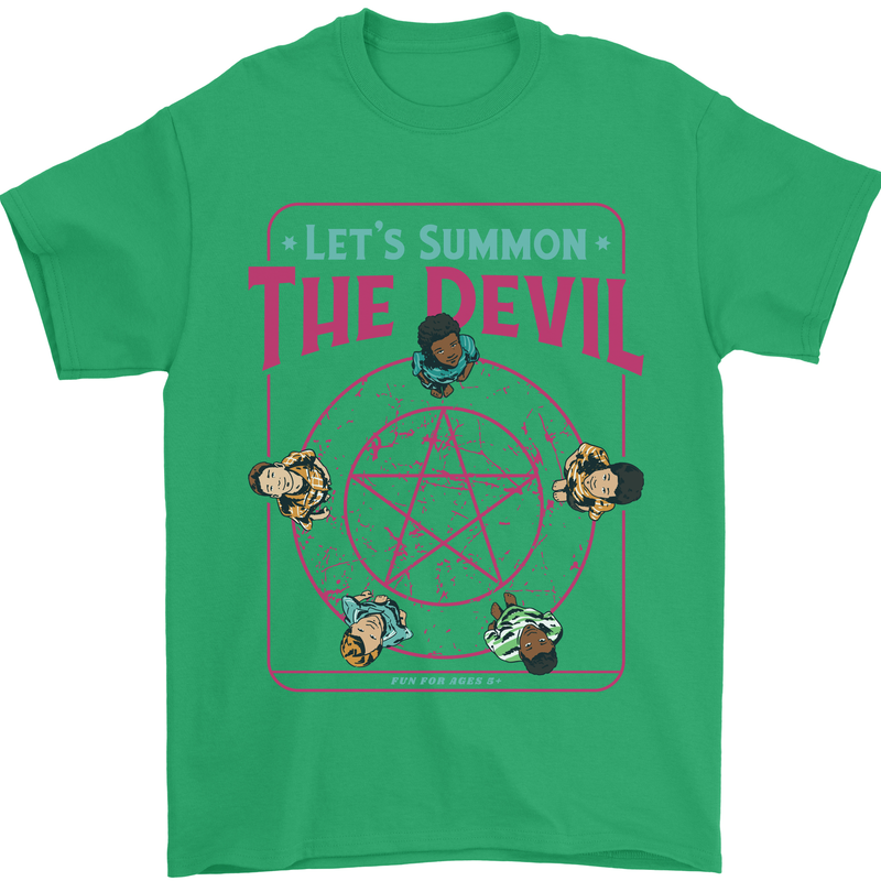 Let's Summon the Devil Ouija Board Demons Mens T-Shirt Cotton Gildan Irish Green