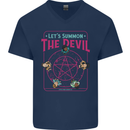 Let's Summon the Devil Ouija Board Demons Mens V-Neck Cotton T-Shirt Navy Blue