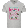 Let's Summon the Devil Ouija Board Demons Mens V-Neck Cotton T-Shirt Sports Grey