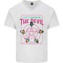 Let's Summon the Devil Ouija Board Demons Mens V-Neck Cotton T-Shirt White