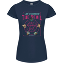 Let's Summon the Devil Ouija Board Demons Womens Petite Cut T-Shirt Navy Blue