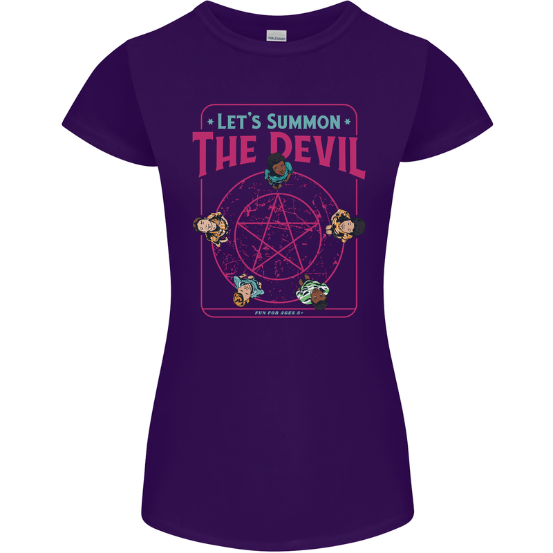 Let's Summon the Devil Ouija Board Demons Womens Petite Cut T-Shirt Purple