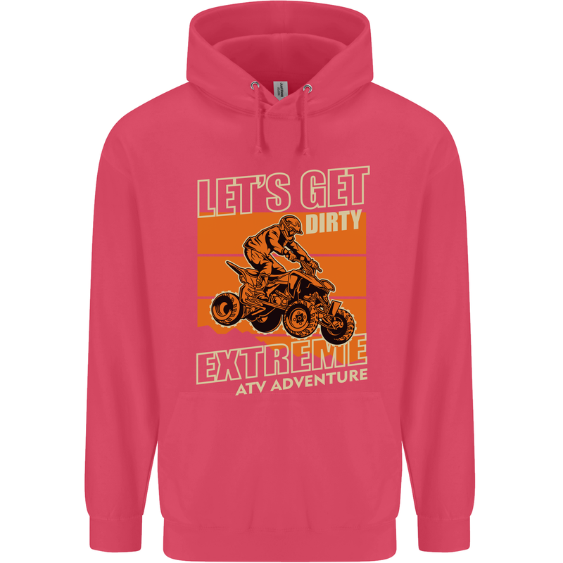 Lets Get Dirty ATV 4X4 Quad Bike Biking Childrens Kids Hoodie Heliconia