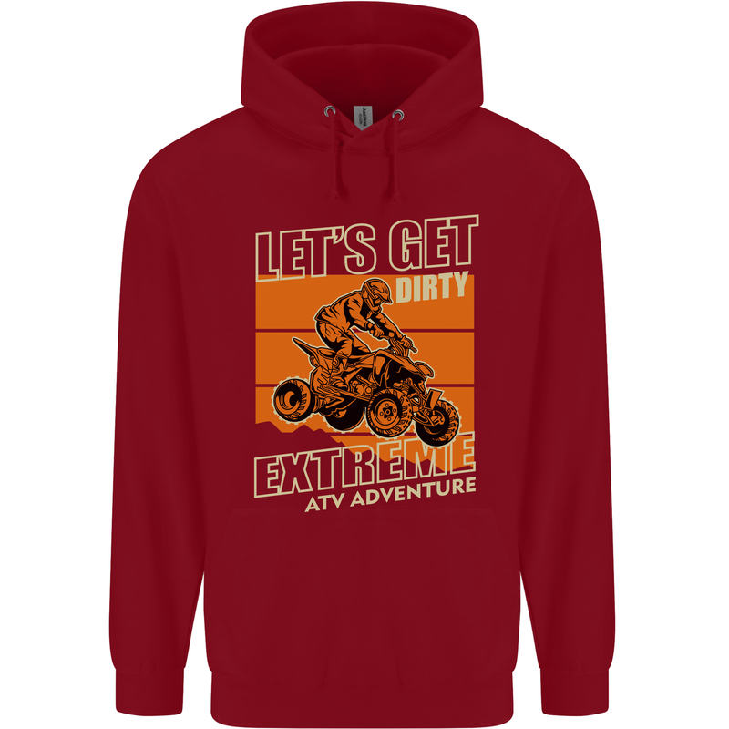 Lets Get Dirty ATV 4X4 Quad Bike Biking Childrens Kids Hoodie Red