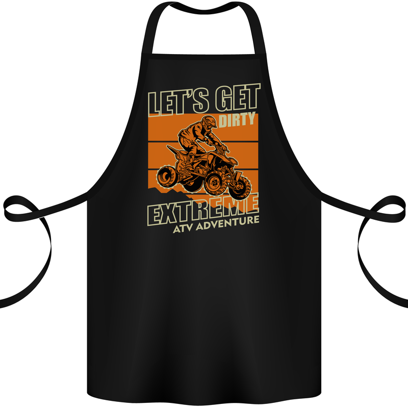 Lets Get Dirty ATV 4X4 Quad Bike Biking Cotton Apron 100% Organic Black