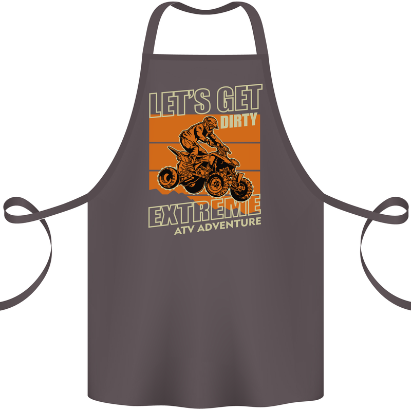 Lets Get Dirty ATV 4X4 Quad Bike Biking Cotton Apron 100% Organic Dark Grey