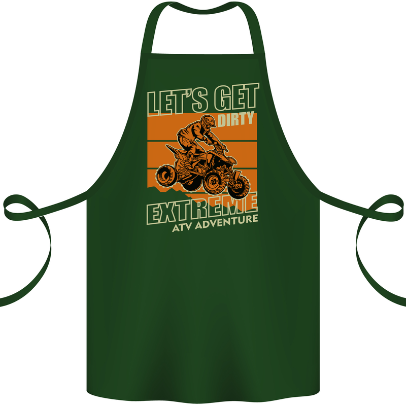 Lets Get Dirty ATV 4X4 Quad Bike Biking Cotton Apron 100% Organic Forest Green