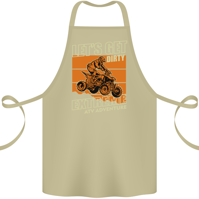 Lets Get Dirty ATV 4X4 Quad Bike Biking Cotton Apron 100% Organic Khaki