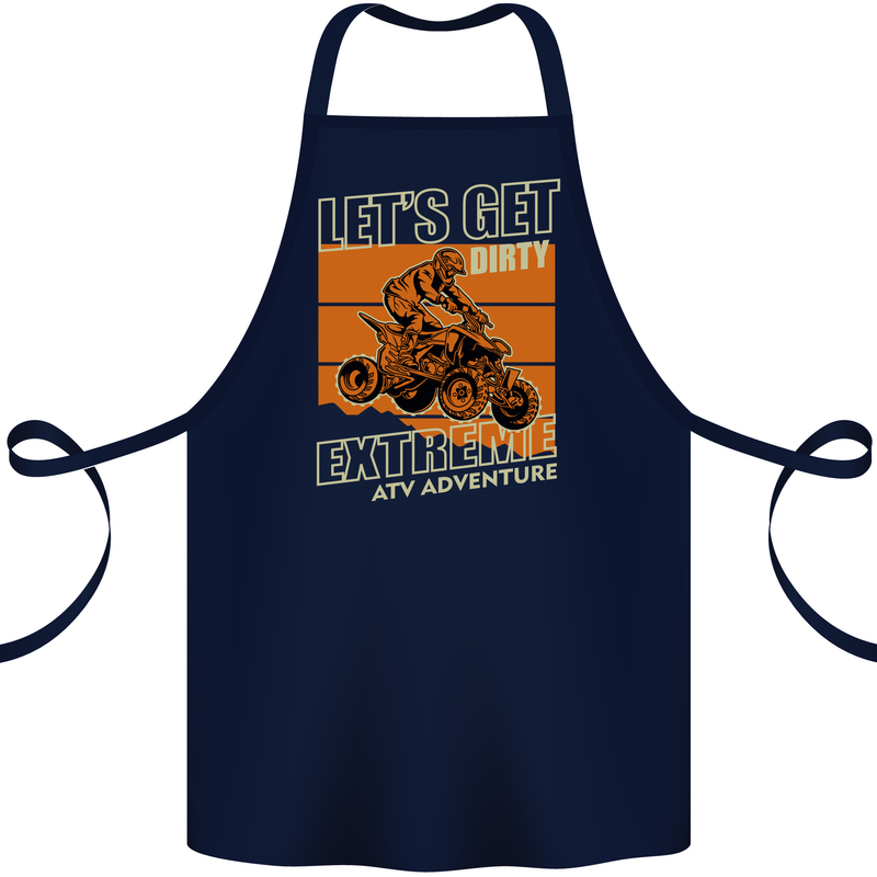 Lets Get Dirty ATV 4X4 Quad Bike Biking Cotton Apron 100% Organic Navy Blue