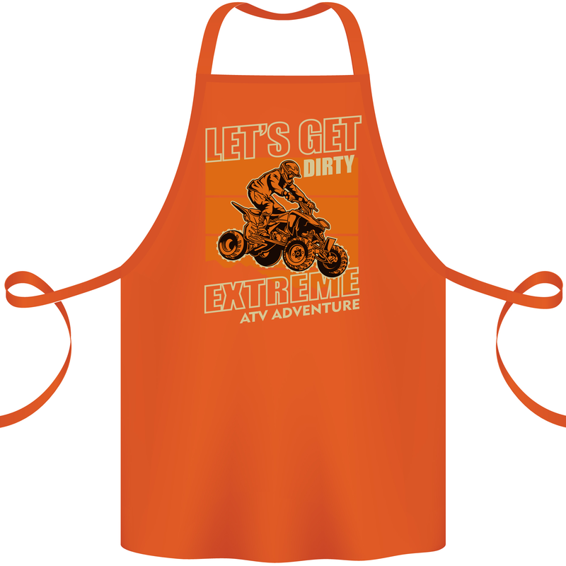 Lets Get Dirty ATV 4X4 Quad Bike Biking Cotton Apron 100% Organic Orange
