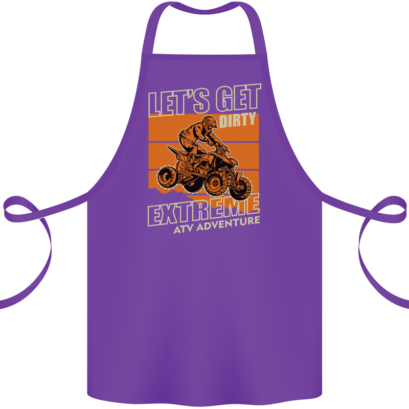 Lets Get Dirty ATV 4X4 Quad Bike Biking Cotton Apron 100% Organic Purple