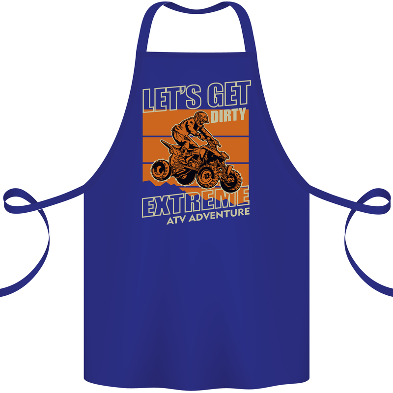 Lets Get Dirty ATV 4X4 Quad Bike Biking Cotton Apron 100% Organic Royal Blue