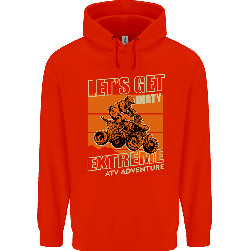 Lets Get Dirty ATV 4X4 Quad Bike Biking Mens 80% Cotton Hoodie Bright Red