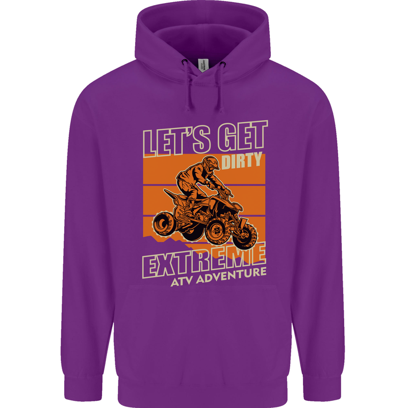 Lets Get Dirty ATV 4X4 Quad Bike Biking Mens 80% Cotton Hoodie Purple