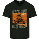 Lets Get Dirty ATV 4X4 Quad Bike Biking Mens V-Neck Cotton T-Shirt Black