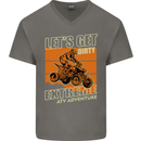 Lets Get Dirty ATV 4X4 Quad Bike Biking Mens V-Neck Cotton T-Shirt Charcoal