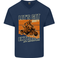 Lets Get Dirty ATV 4X4 Quad Bike Biking Mens V-Neck Cotton T-Shirt Navy Blue