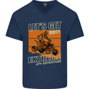 Lets Get Dirty ATV 4X4 Quad Bike Biking Mens V-Neck Cotton T-Shirt Navy Blue