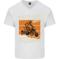 Lets Get Dirty ATV 4X4 Quad Bike Biking Mens V-Neck Cotton T-Shirt White