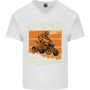 Lets Get Dirty ATV 4X4 Quad Bike Biking Mens V-Neck Cotton T-Shirt White