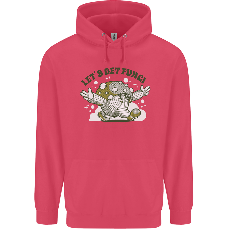 Lets Get Fungi Funky Magic Mushrooms Childrens Kids Hoodie Heliconia