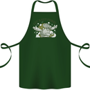 Lets Get Fungi Funky Magic Mushrooms Cotton Apron 100% Organic Forest Green