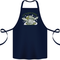 Lets Get Fungi Funky Magic Mushrooms Cotton Apron 100% Organic Navy Blue