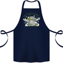 Lets Get Fungi Funky Magic Mushrooms Cotton Apron 100% Organic Navy Blue