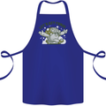 Lets Get Fungi Funky Magic Mushrooms Cotton Apron 100% Organic Royal Blue