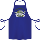 Lets Get Fungi Funky Magic Mushrooms Cotton Apron 100% Organic Royal Blue