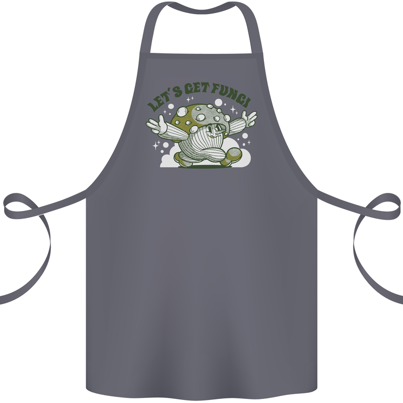 Lets Get Fungi Funky Magic Mushrooms Cotton Apron 100% Organic Steel