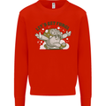 Lets Get Fungi Funky Magic Mushrooms Kids Sweatshirt Jumper Bright Red