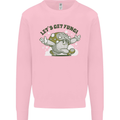 Lets Get Fungi Funky Magic Mushrooms Kids Sweatshirt Jumper Light Pink