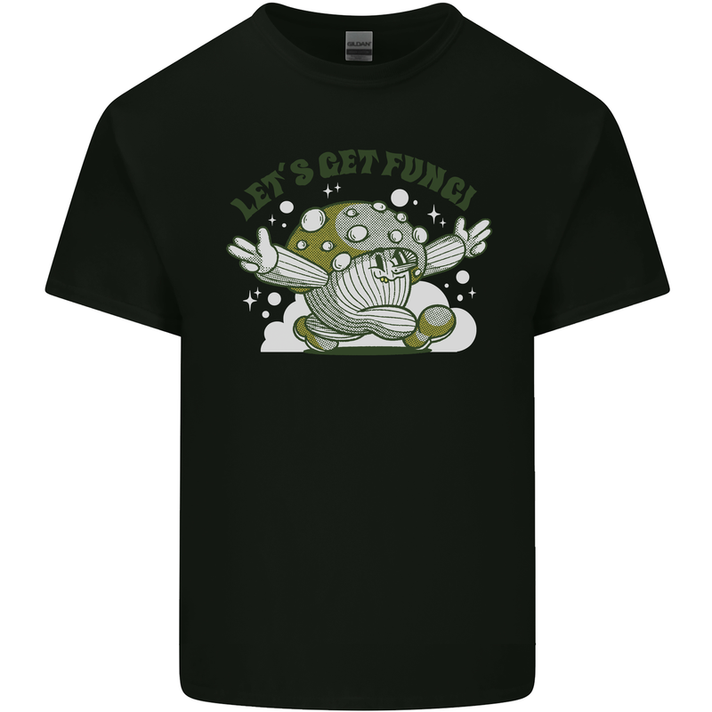 Lets Get Fungi Funky Magic Mushrooms Kids T-Shirt Childrens Black
