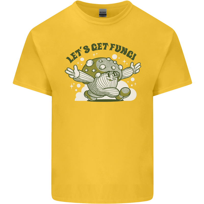 Lets Get Fungi Funky Magic Mushrooms Kids T-Shirt Childrens Yellow
