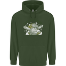 Lets Get Fungi Funky Magic Mushrooms Mens 80% Cotton Hoodie Forest Green