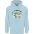 Lets Get Fungi Funky Magic Mushrooms Mens 80% Cotton Hoodie Light Blue