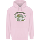 Lets Get Fungi Funky Magic Mushrooms Mens 80% Cotton Hoodie Light Pink